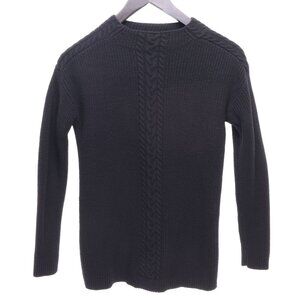 Talbots Cable Knit Pullover Crewneck Sweater Lambs Wool Blend • S • Black